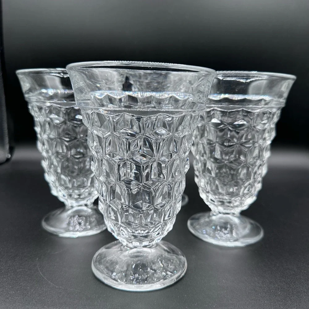 Fostoria American Clear #2056 Water Goblets – Set of 4, 5.5